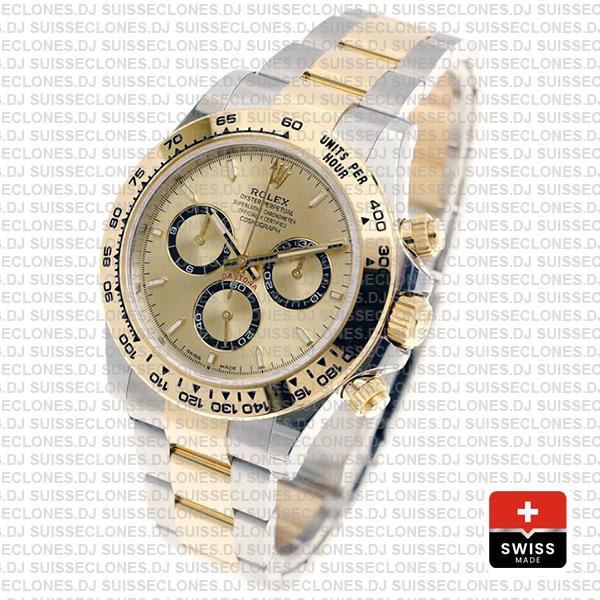 Rolex Cosmograph Daytona 2-tone 18k Yellow Gold/904l Steel Ref.126503 Gold Dial Stick Markers 40mm Cal.4131 Swiss Replica Super Clone