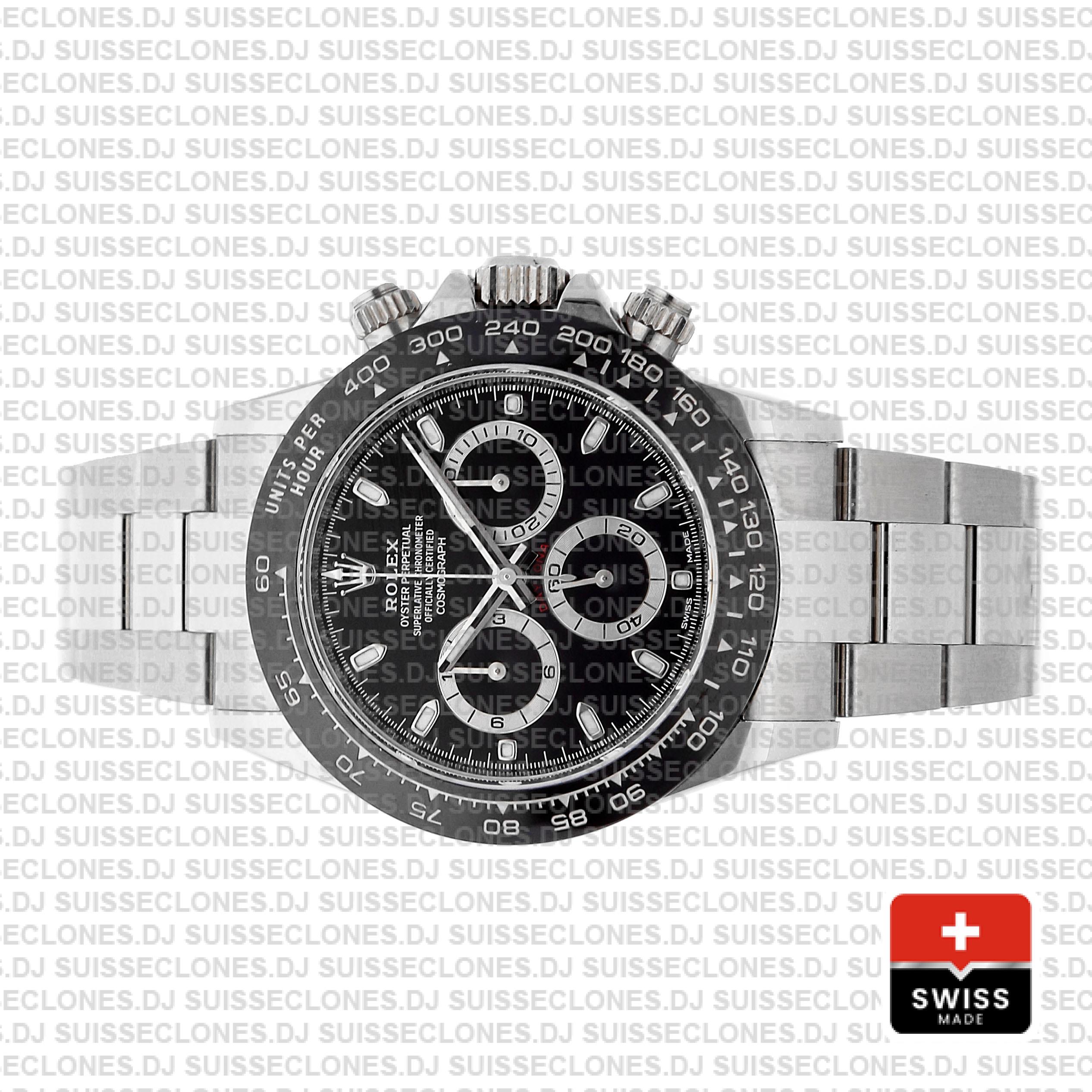 Rolex Daytona Black Dial 2016 Ceramic Bezel 40mm Swiss Replica Watch