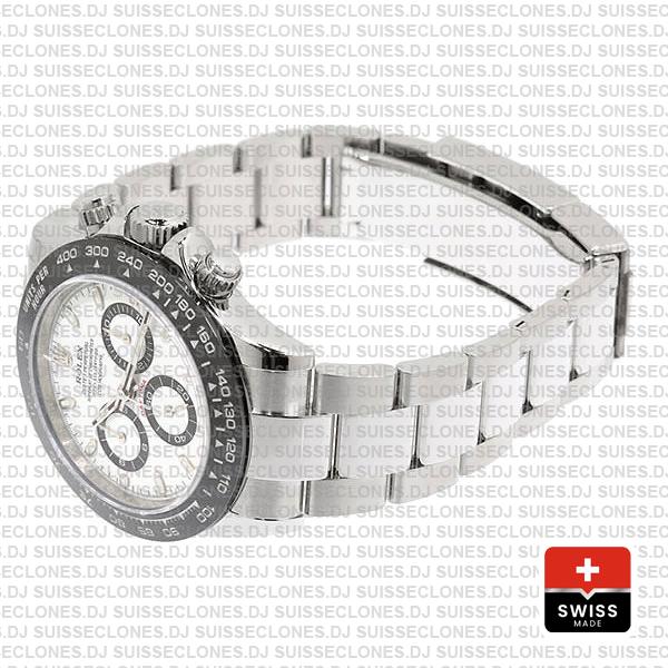 Rolex Daytona Stainless Steel White Dial Swiss Replica Watch