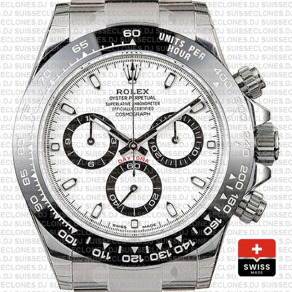 Rolex Daytona Stainless Steel White Dial 40mm with Subdials, Ceramic Bezel with 904L Steel