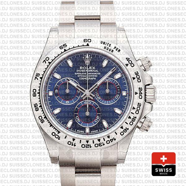 Rolex Daytona 18k White Gold Blue Dial Rolex Replica Watch
