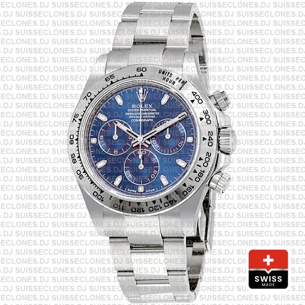 Rolex Daytona 18k White Gold Blue Dial Rolex Replica Watch