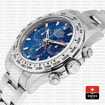 Rolex Cosmograph Daytona 18k White Gold Blue Dial 40mm Stainless Steel Swiss Replica Watch