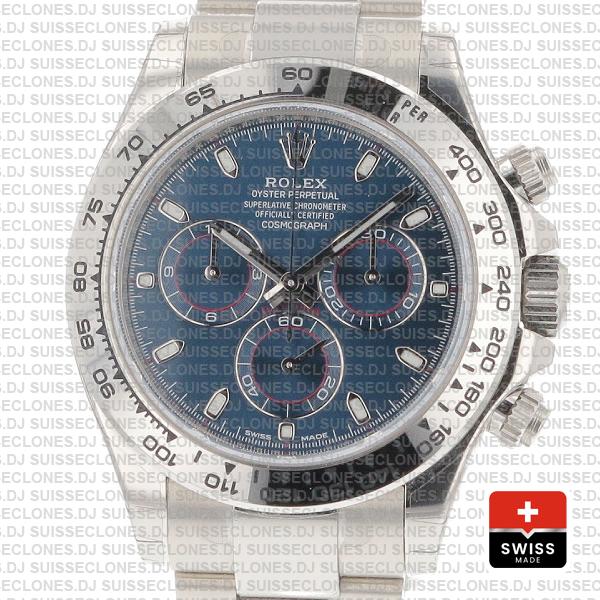 Rolex Daytona 18k White Gold Blue Dial Rolex Replica Watch