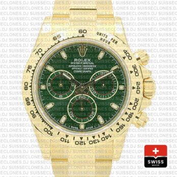 Rolex Daytona 18k Yellow Gold Green Dial 40mm with Subdials, 904L Stainless Steel Oyster Bracelet Replica Watch