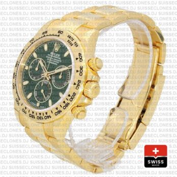 Rolex Daytona 18k Yellow Gold Green Dial 40mm with Subdials, 904L Stainless Steel Oyster Bracelet