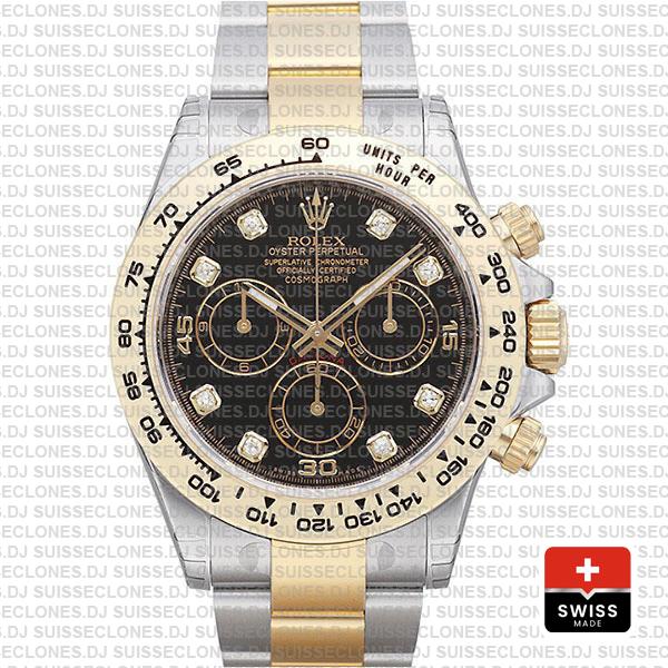 Rolex Daytona Two-Tone Black Diamond Dial | Rolex Replica