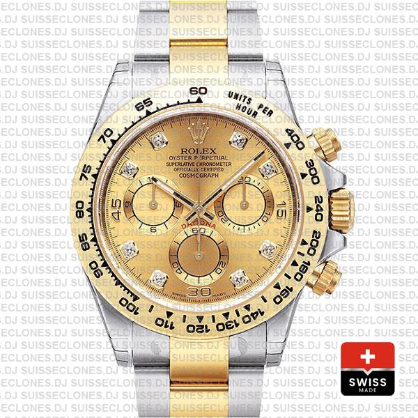 Rolex Daytona Gold Two-Tone Diamond Dial Replica Watch