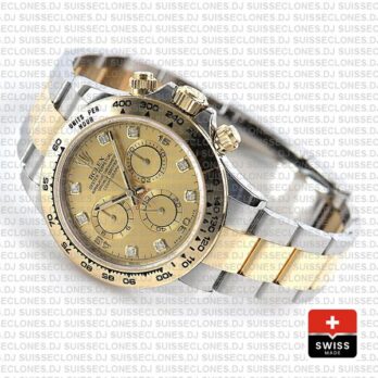Rolex Cosmograph Daytona 2tone 18k Yellow Gold/904l Steel Diamond Gold Dial 40mm Ref:116503 Swiss Replica Watch
