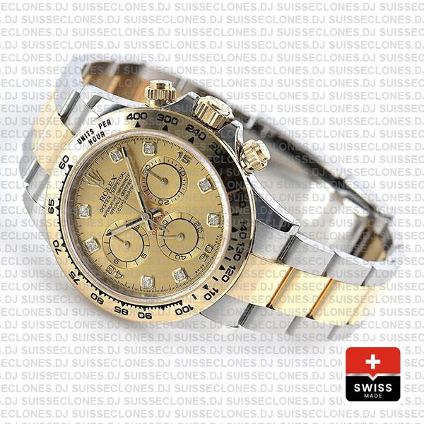 Rolex Cosmograph Daytona 2tone 18k Yellow Gold/904l Steel Diamond Gold Dial 40mm Ref:116503 Swiss Replica Watch