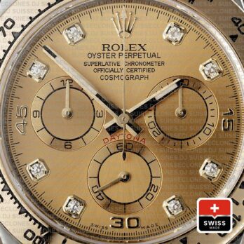 Rolex Cosmograph Daytona 2tone 18k Yellow Gold/904l Steel Diamond Gold Dial 40mm Ref:116503 Swiss Replica Watch