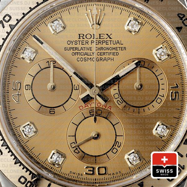 Rolex Cosmograph Daytona 2tone 18k Yellow Gold/904l Steel Diamond Gold Dial 40mm Ref:116503 Swiss Replica Watch