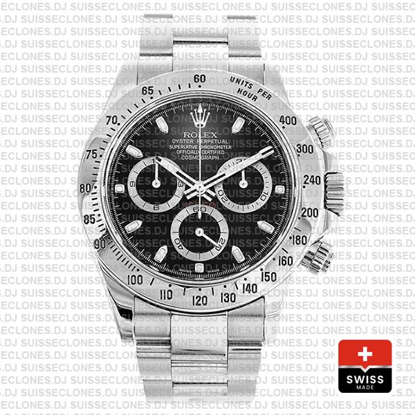 Rolex Daytona 18k White Gold Black Dial Rolex Replica Watch