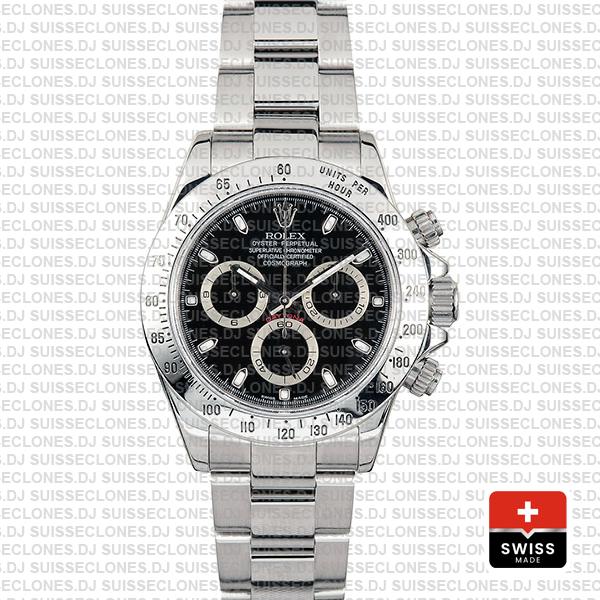 Rolex Daytona 18k White Gold Black Dial Rolex Replica Watch