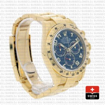 Rolex Daytona Blue Arabic Dial 40mm 18k Yellow Gold Replica Watch