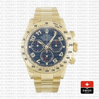 Rolex Cosmograph Daytona 18k Yellow Gold Blue Arabic Dial 40mm Rolex Replica Watch