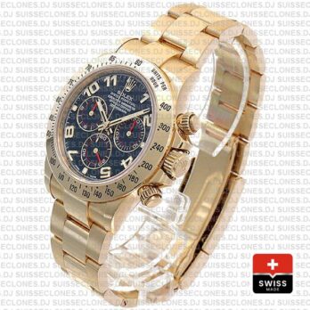 Rolex Cosmograph Daytona 18k Yellow Gold Blue Arabic Dial 40mm Rolex Replica Watch