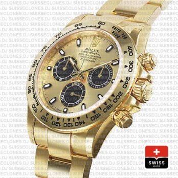Rolex Daytona Gold 904L Stainless Steel Gold Dial 40mm with Black Subdials