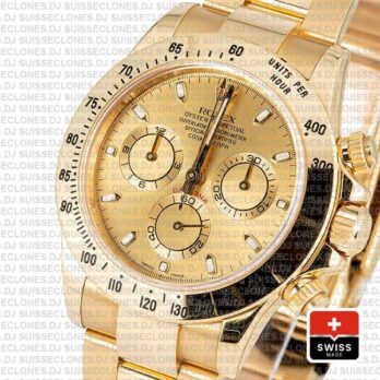 Rolex Oyster Perpetual Daytona 18k Yellow Gold, 904L Stainless Steel Gold Dial 40mm