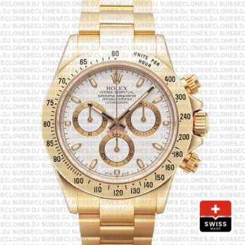 Rolex Daytona 18k Yellow Gold White Dial | Swiss Replica Watch