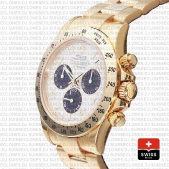 Rolex Cosmograph Daytona Oyster Bracelet 904L Stainless Steel 18k Yellow Gold White Dial with Black Subdials 40mm