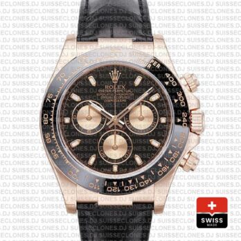 Rolex Daytona Rose Gold Ceramic Bezel Black Dial Replica