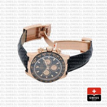 Rolex Daytona Rose Gold Ceramic Bezel Black Dial Replica Watch