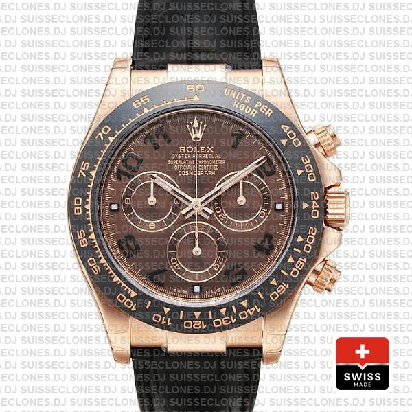 Rolex Daytona Leather Rose Gold Chocolate Arabic Ceramic 40mm 116515