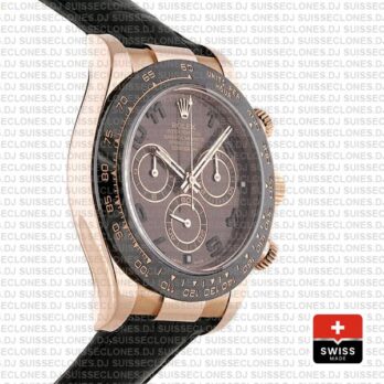 Rolex Daytona Leather Rose Gold Chocolate Arabic Ceramic 40mm 116515