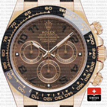 Rolex Cosmograph Daytona 18k Rose Gold Leather Strap, Brown Arabic Dial 40mm