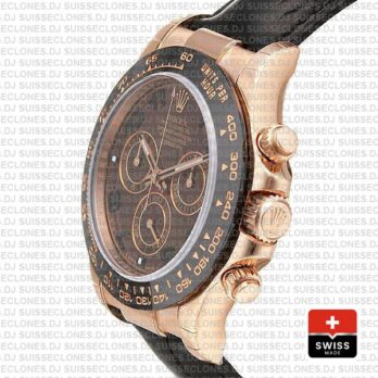 Rolex Daytona Leather Rose Gold Chocolate Arabic Ceramic 40mm 116515