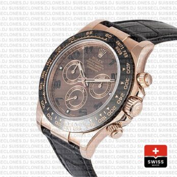 Rolex Daytona Leather Rose Gold Chocolate Arabic Ceramic 40mm 116515