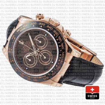 Rolex Daytona Leather Rose Gold Chocolate Arabic Ceramic 40mm 116515