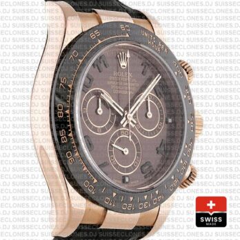 Rolex Daytona Leather Rose Gold Chocolate Arabic Ceramic 40mm 116515