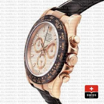 Rolex Daytona Leather Rose Gold Ivory Ceramic 40mm