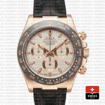 Rolex Daytona Leather Rose Gold Ivory Ceramic 40mm