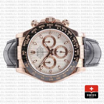 Rolex Daytona Leather Rose Gold Ivory Ceramic 40mm