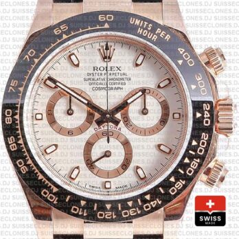 Rolex Daytona Black Ceramic Bezel Rose Gold Replica Watch