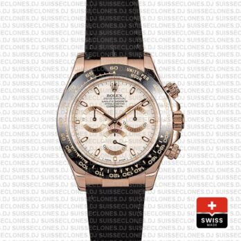 Rolex Daytona Leather Rose Gold Ivory Ceramic 40mm