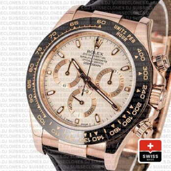 Rolex Daytona Leather Rose Gold Ivory Ceramic 40mm