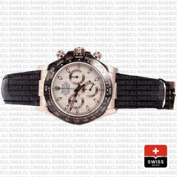 Rolex Daytona Leather Rose Gold Ivory Ceramic 40mm