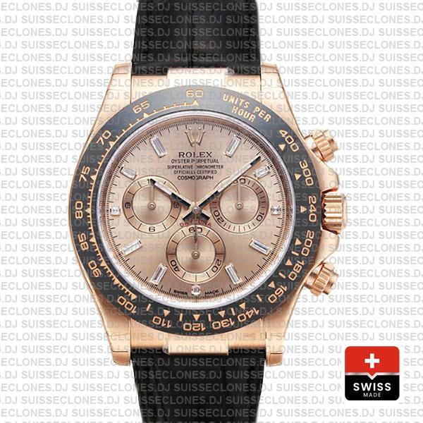 Rolex Daytona Rose Gold Pink Diamond Dial Replica Watch