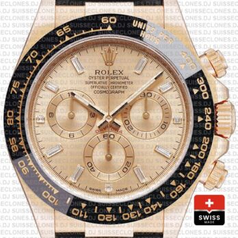 Rolex Daytona Leather Rose Gold Pink Diamond Ceramic 40mm 116515 Swiss Replica