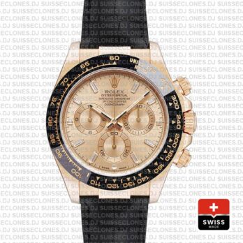 Rolex Daytona Leather Rose Gold Pink Diamond Ceramic 40mm 116515 Swiss Replica