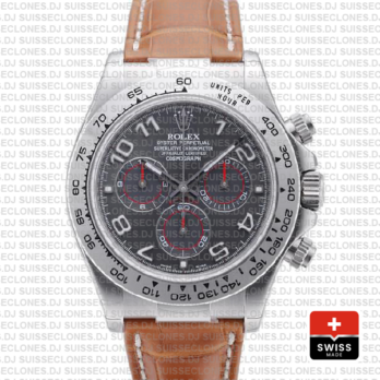 Rolex Daytona Leather Ss White Gold Grey Arabic 40mm 116519