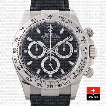 Rolex Daytona in 18k White Gold 40mm, with a Black Dial & a Leather Bracelet