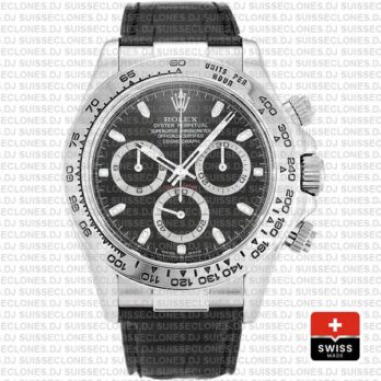 Rolex Daytona in 18k White Gold 40mm, with a Black Dial & a Leather Bracelet