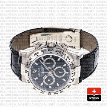 Rolex Daytona Leather White Gold Black Dial 116519 Swiss Replica 40mm