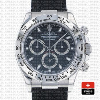 Rolex Daytona Leather White Gold Black Dial 116519 Swiss Replica 40mm