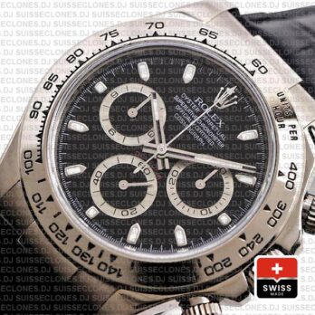 Rolex Daytona Leather White Gold Black Dial 116519 Swiss Replica 40mm